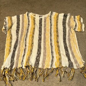 Striped Fringe Knit Top